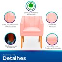 Ver imagem 3 de Kit com 2 Poltronas Cadeira para Sala Confortável e Moderna Mila Suede:rosa Bebe