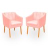 Kit com 2 Poltronas Cadeira para Sala Confortável e Moderna Mila Suede:rosa Bebe - 1