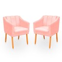 Ver imagem 1 de Kit com 2 Poltronas Cadeira para Sala Confortável e Moderna Mila Suede:rosa Bebe