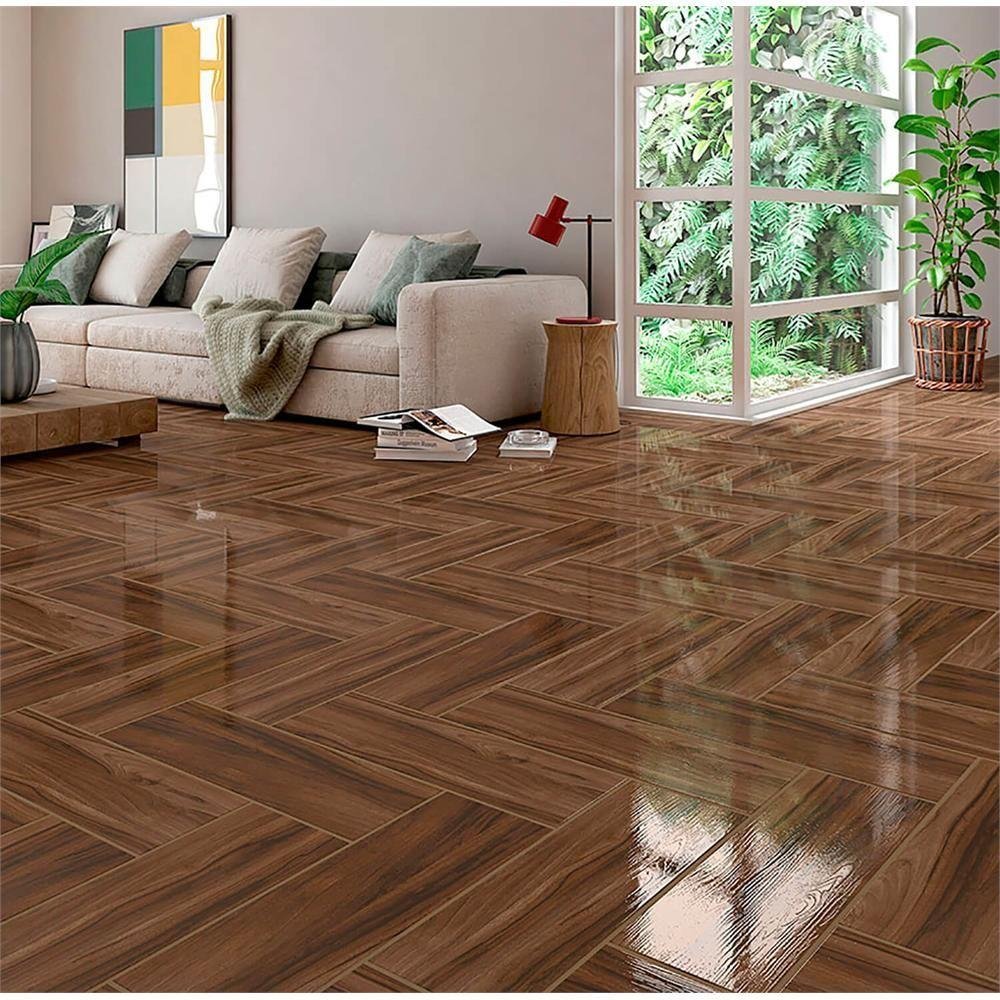 Piso Cerâmico Brilhante Borda Bold Fenix Marrom 20X60Cm | MadeiraMadeira