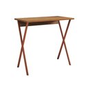 Ver imagem 1 de Mesa de Escritório X 120x60 com Base em X para Trabalho e Estudo - Ferro Cobre Tampo Amêndoa