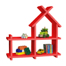 Prateleira Nicho Casinha 57cm- Decoração Infantil De Parede:Vermelho - 2