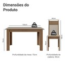 Ver imagem 3 de Conjunto Sala de Jantar Latte Mesa Tampo de Madeira 6 Cadeiras Rustic/Crema/Sintético Bege Madesa