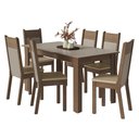 Ver imagem 2 de Conjunto Sala de Jantar Latte Mesa Tampo de Madeira 6 Cadeiras Rustic/Crema/Sintético Bege Madesa