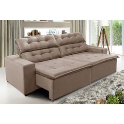 Sofá Concept 2,50 metros Retrátil e reclinavél com Molas Suede Light Castor - Sofá na Web - 2