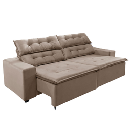 Sofá Concept 2,50 metros Retrátil e reclinavél com Molas Suede Light Castor - Sofá na Web - 1