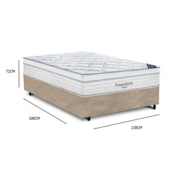 Cama Box Queen + Colchao De Molas Ensacadas Freedom 72X158X198:Bege - 2