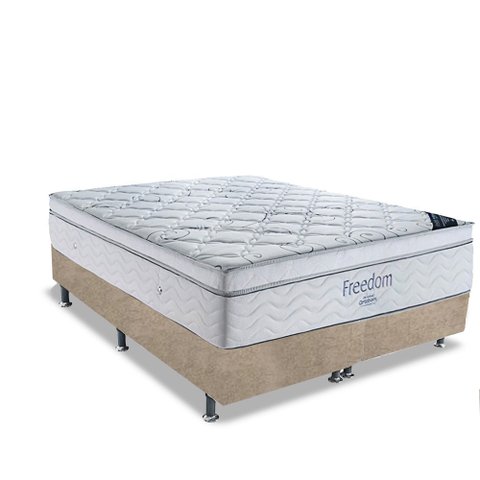 Cama Box Queen + Colchao De Molas Ensacadas Freedom 72X158X198:Bege