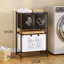 Ver imagem 5 de Cesto Organizador de Roupas Sujas Triplo com Cestos em TNT
