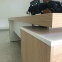 Ver imagem 6 de Conjunto 2 Peças Escritório Completo 1 Mesa em L Diretoria Tampo Tamburato Branco/Carvalho Artany