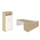 Ver imagem 2 de Conjunto 2 Peças Escritório Completo 1 Mesa em L Diretoria Tampo Tamburato Branco/Carvalho Artany