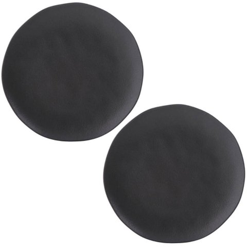 Jogo 2 Pratos Rasos Cerâmica 26,5cm Orgânico Preto Matte por
