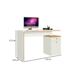 Escrivaninha Mesa de Computador 1 Gaveta e 1 Porta Office:nature/off White - 3