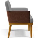 Ver mais imagens de Kit 3 Poltronas Decorativas Sala Estar Beatriz W01 Linho Cinza Escuro Couríssimo Marrom - Lyam