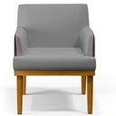 Ver imagem 7 de Kit 3 Poltronas Decorativas Sala Estar Beatriz W01 Linho Cinza Escuro Couríssimo Marrom - Lyam
