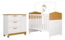 Ver imagem 1 de Jogo de Quarto Infanti Cômoda e Berço Jujuba Nature Branco