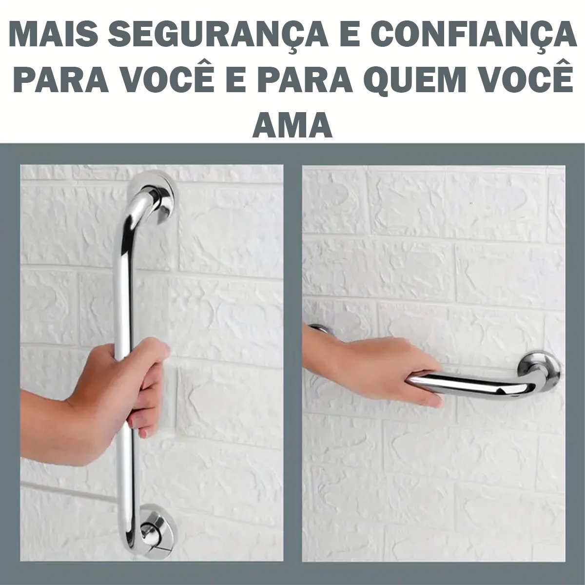 Barra Alça Apoio 40cm Suporte Anti Queda Pcd Gestante Idoso Segurança Banheiro Corrimao Escada - 3