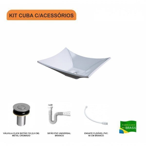 Kit Cuba L38 C/Válvula Click 1"B (2,6cm) + Sifão PVC + Flexível Compace - 3