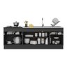 Kit 2 Balcões com Rodapé Gabinete Pia 150 cm e Cooktop 70 cm Veneza Multimóveis MP2108.895 Preto - 5