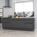 Ver imagem 1 de Kit 2 Balcões com Rodapé Gabinete Pia 150 Cm e Cooktop 70 Cm Veneza Multimóveis Mp2108.895 Preto