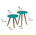 Ver imagem 3 de Kit 2 Mesas Lateral Redonda Madeira 47 Cm Pés Palito Mdp Turquesa - Clicklar
