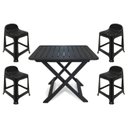 Ver imagem 1 de Mesa Quadrada Dobrável 80x72cm Preta + 4 Banquetas com Encosto