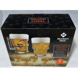 Conjunto de 2 Canecas e 4 Shots Caveira em Vidro - 7