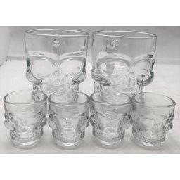 Conjunto de 2 Canecas e 4 Shots Caveira em Vidro - 3