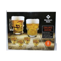Conjunto de 2 Canecas e 4 Shots Caveira em Vidro - 6