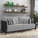 Ver imagem 6 de Sofá 3 Lugares Living 212cm Pé Madeira Valença Pto/veludo K01 - D\'rossi Cor Cinza