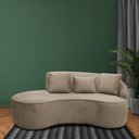 Ver imagem 2 de Sofá Curvo 2 Lugares 150cm Eron Braço Esquerdo Veludo Bege - Nexta Casa