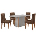 Ver imagem 2 de Mesa Jantar Diane 120cm Tampo Mdf e Vidro 4 Cadeiras Isadora Moderna Veludo Marrom Off White