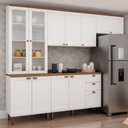 Ver imagem 1 de Cozinha Completa Iluminata 10 Portas 3 Gavetas 100% MDF com Vidro Branco/Ébano - Genialflex