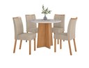 Ver imagem 1 de Conjunto Sala de Jantar Mesa Celebrare Tampo Vidro Red 100 Off White com 4 Cadeiras Téssera - Lopas
