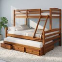 Ver imagem 1 de Cama Treliche Casal Solteiro Madeira Maciça 3 Gavetas:Castanho Claro