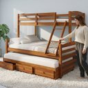 Ver imagem 4 de Cama Treliche Casal Solteiro Madeira Maciça 3 Gavetas:Castanho Claro