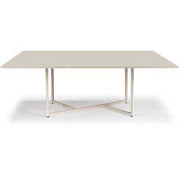 Mesa de Jantar Diadema Aço Carbono Dourado Tampo Laca Fendi + Vidro - 1