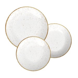 Jogo de Pratos Tramontina Rústico Marrom em Porcelana Decorada 12 Peças