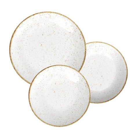 Jogo de Pratos Tramontina Rústico Marrom em Porcelana Decorada 12 Peças