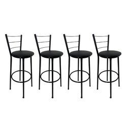 Kit 4 Banquetas Alta Preta Cozinha Gourmet Americana Balcão:preto - 1