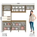 Ver imagem 2 de Cozinha Compacta 4 Peças com Aéreo para Geladeira Zoey Casa 812 7 Portas 2 Gavetas