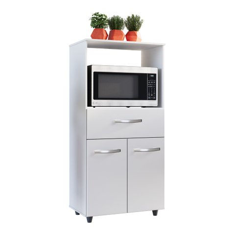 Armário de Cozinha Multiuso Luna 60cm com 02 Portas e Nicho Integrado Branco - Desk Design