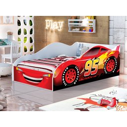 Cama Carro Solteiro Infantil Meninos Adesivada Personagens Mdf - Av:95 Vermelho - 1