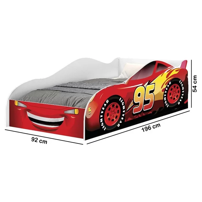 Cama Carro Solteiro Infantil Meninos Adesivada Personagens Mdf - Av:95 Vermelho - 3