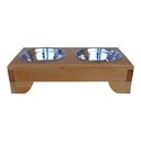 Ver imagem 1 de Comedouro Pet Elevado Duplo P - Potes Inox Madeira Meia Lua