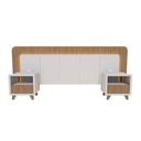 Ver imagem 2 de Cabeceira Casal Queen com 2 Mesas de Cabeceira LED 3000k e Tomadas 100% MDF Mabel