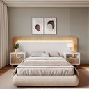 Ver imagem 1 de Cabeceira Casal Queen com 2 Mesas de Cabeceira Led 3000k e Tomadas 100% Mdf Mabel