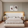 Cabeceira Casal Queen com 2 Mesas de Cabeceira Led 3000k e Tomadas 100% Mdf Mabel - 1