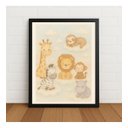 Ver imagem 1 de Quadro Decorativo Animais Fofos Safári Infantil com Vidro