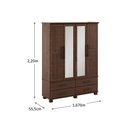 Ver imagem 4 de Conjunto Quarto Casal Ouro Guarda Roupa 4 Portas Cama Cômoda 2 Cabeceiras Café Pinus Finestra Mó